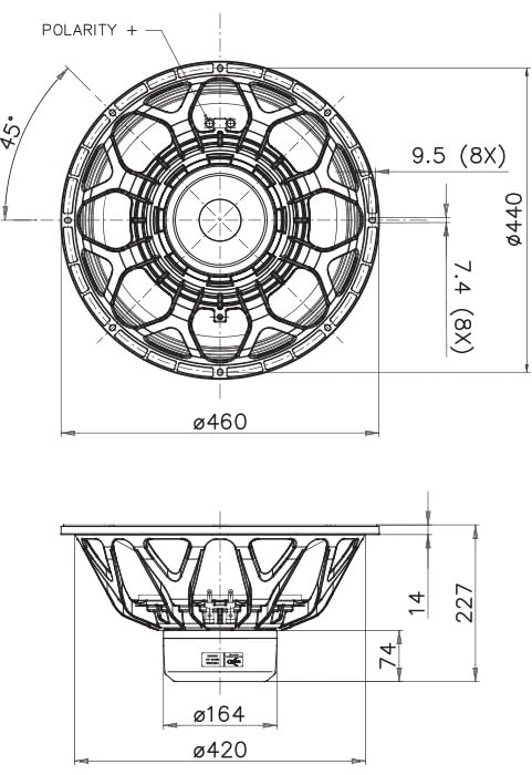 18-inch 8-Ohms 2000-Watt Rms Woofer F292303