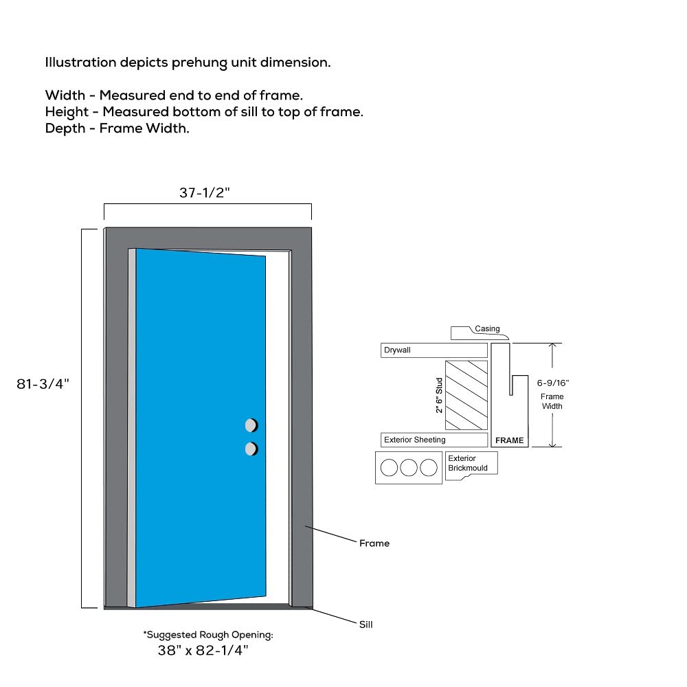Steel Primed Left-Hand Inswing Full Lite Single Prehung Front Door 36" x 80" G68254