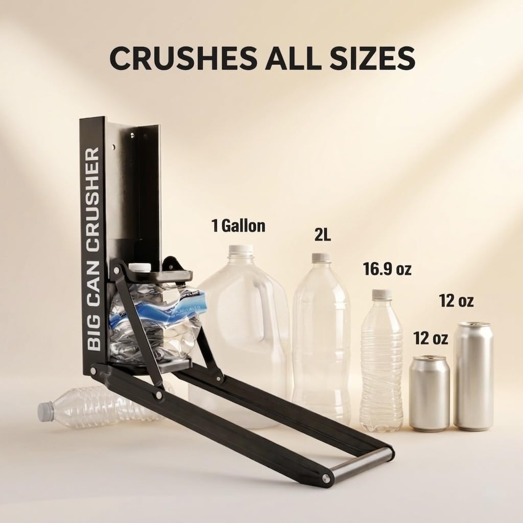 Heavy Duty Metal Can Crusher Bottle Crusher, Wall Mounted, Black R28946