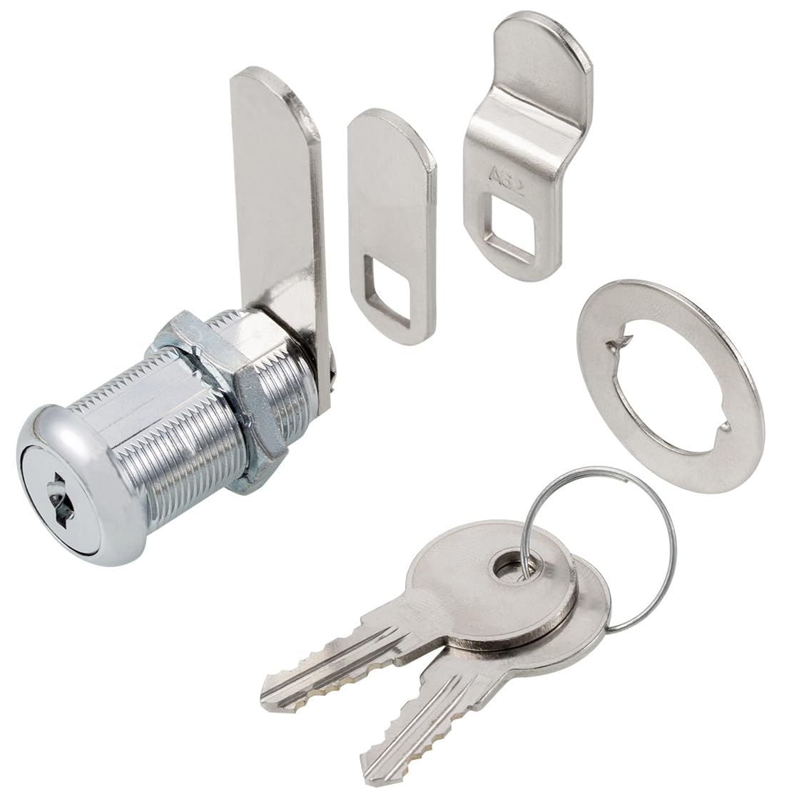 Keyed Alike 1-1/8” Cylinder Cam Locks Chrome Finish with 3 Cams and 2 Keys T198