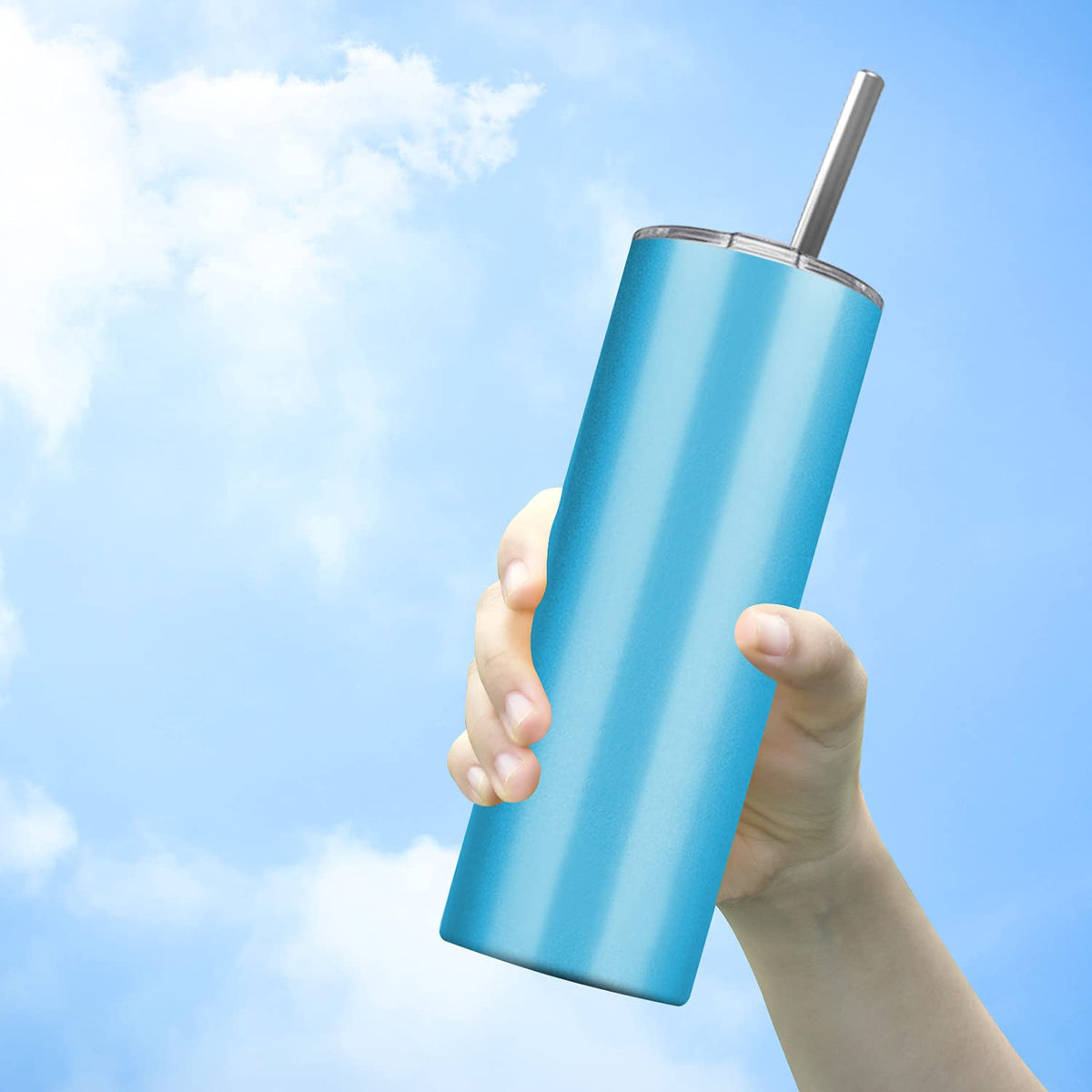 6 Pack 20 OZ Stainless Steel Skinny Tumbler with Straw M981443
