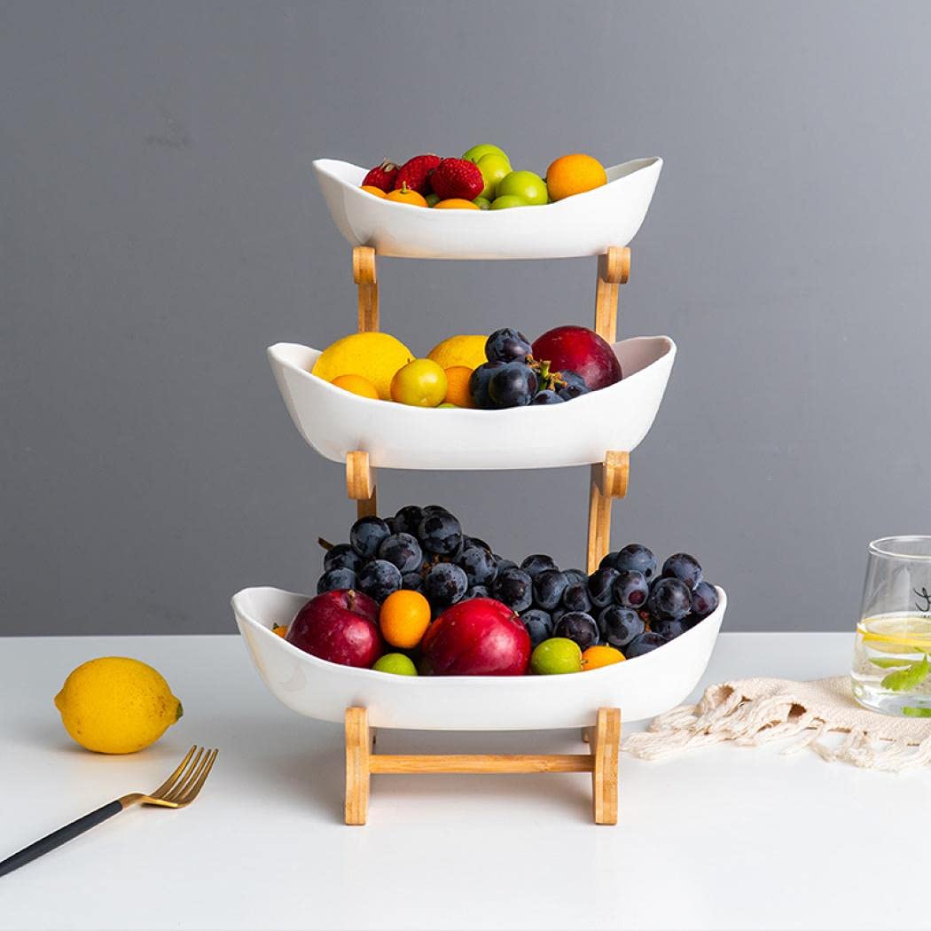 3 Tier White Ceramic Fruit Basket Z953