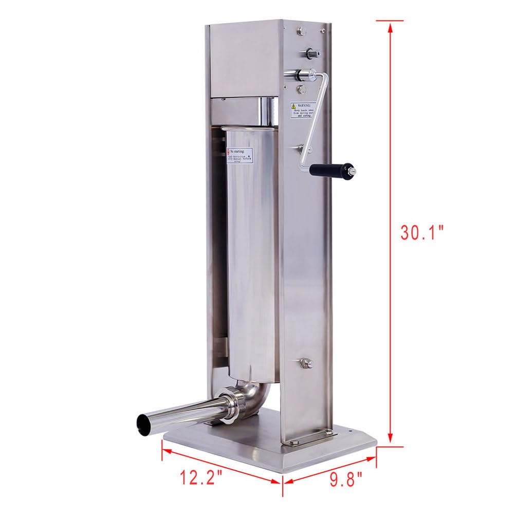 7L Stainless Steel Vertical Sausage Stuffer with 4 Stuffing Tubes V16242