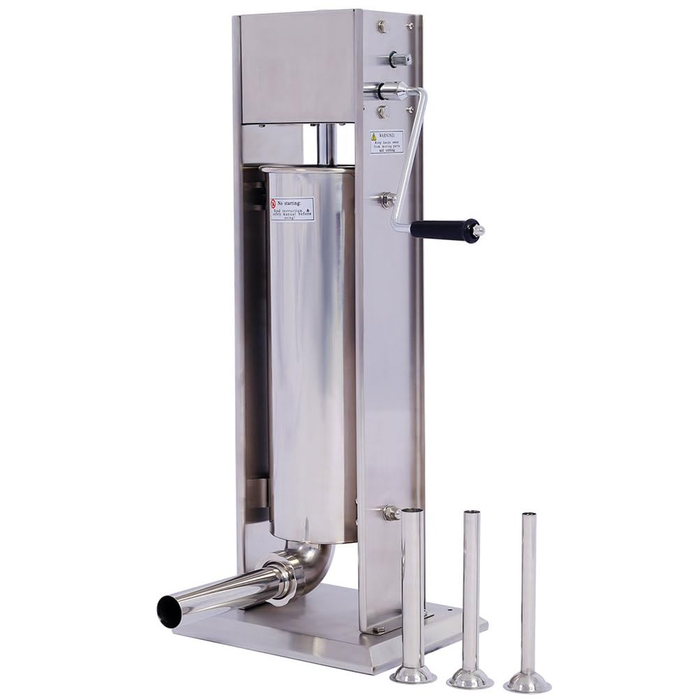 7L Stainless Steel Vertical Sausage Stuffer with 4 Stuffing Tubes V16242