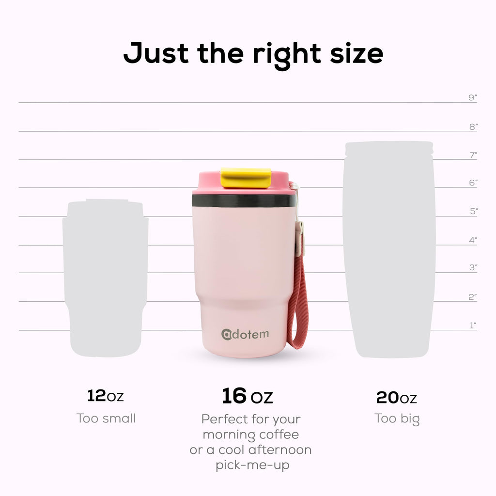 16oz Insulated Stainless Steel Tumbler with Straw & Lid T234986