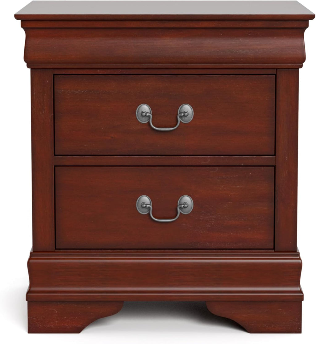 Dark Cherry 2 Drawer Solid Wood Nightstand X70568