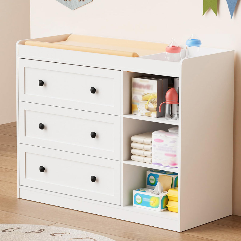 White Wood 3 Drawer Changing Table T1787
