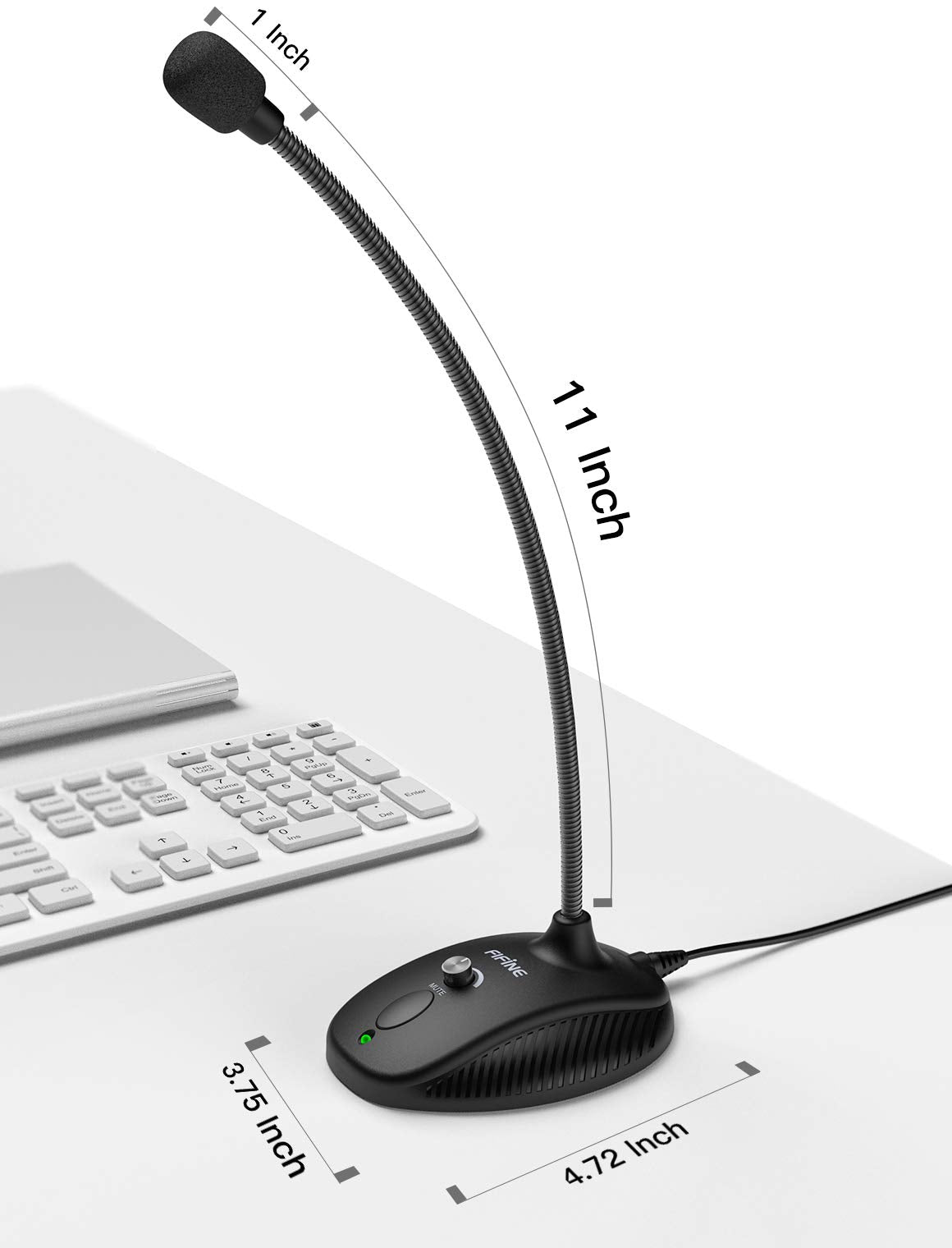USB Computer Microphone, Plug & Play Desktop Condenser Mic, Mute Button with LED Indicator D352333