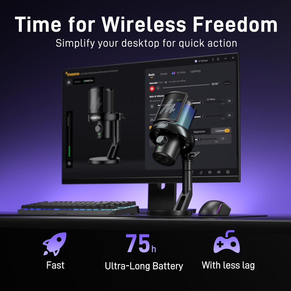 Wireless Gaming Microphone with Boom Arm U177632