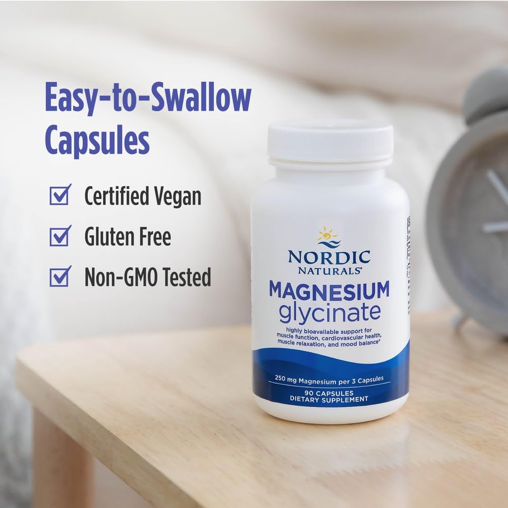 Magnesium Glycinate 250mg Vegetarian Capsules 90 Count J8929
