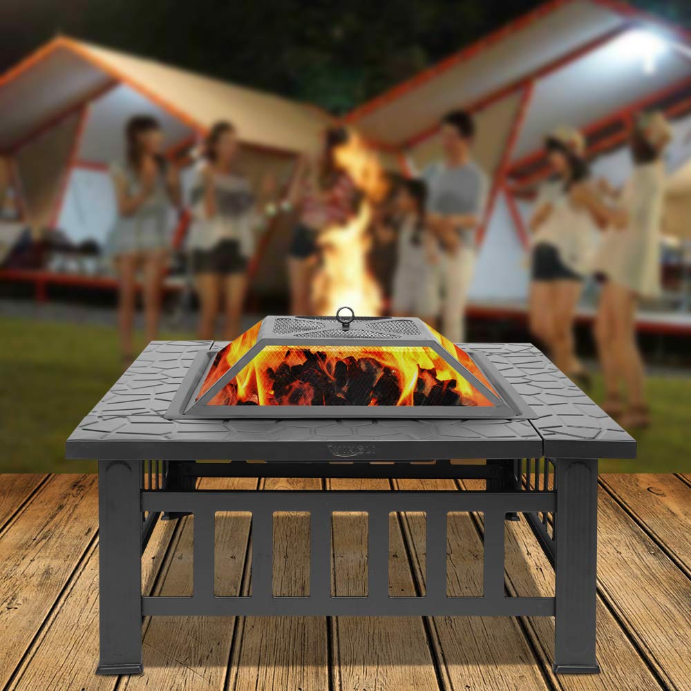 32” Metal Square Wood Burning Fire Pit S740136