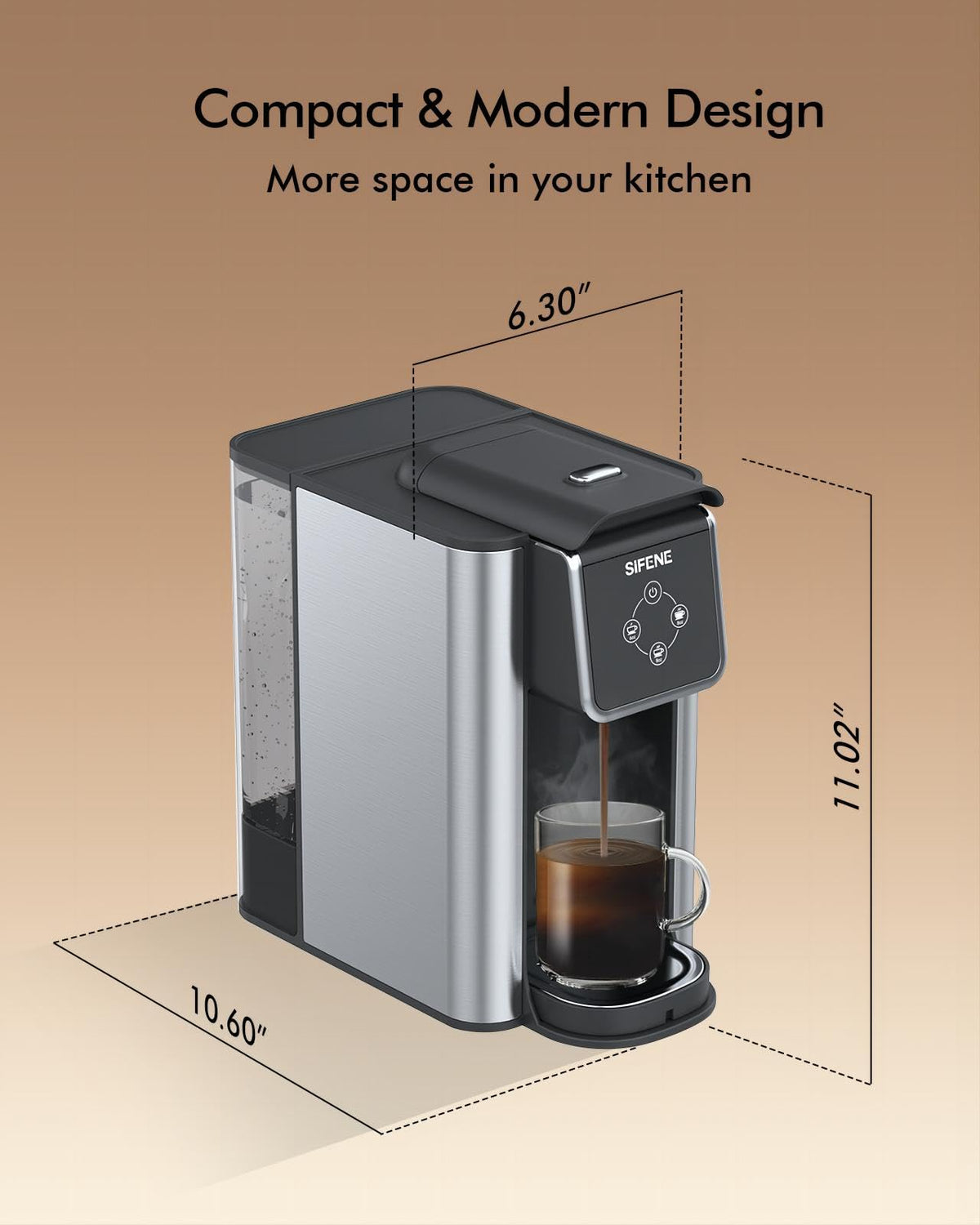 Single Serve Coffee Maker, 3-in-1, 6-12oz, Black C98487