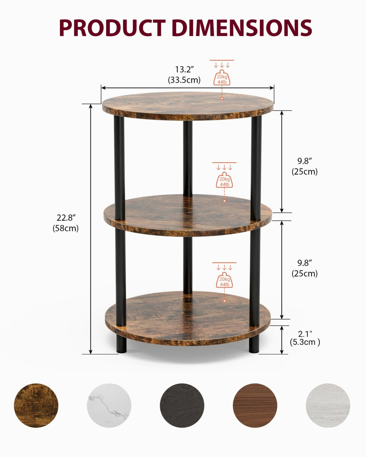 Small Round 3 Tier Coffee Table V615665