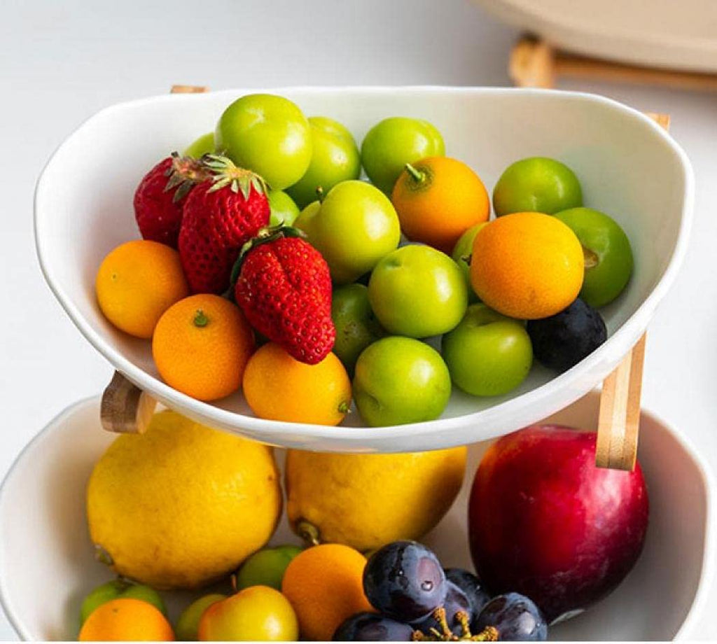 3 Tier White Ceramic Fruit Basket Z953