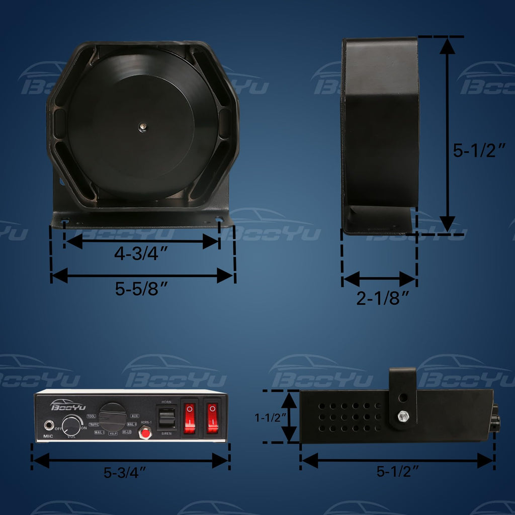 12V 200W 9Tone Slim Speaker Horn Alarm PA System Emergency Siren A387685