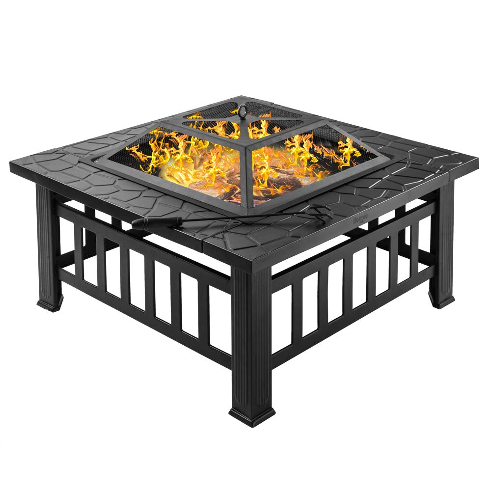32” Metal Square Wood Burning Fire Pit S740136
