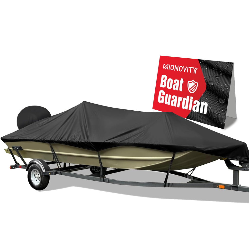 1200D Heavy Duty Waterproof Boat Cover 14-16ft Black F54363