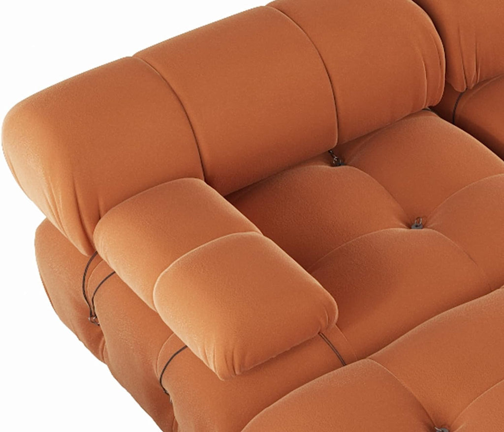 Orange Velvet U-Shaped Sectional Sofa with Chaise L967