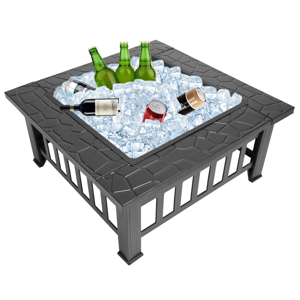 32” Metal Square Wood Burning Fire Pit S740136