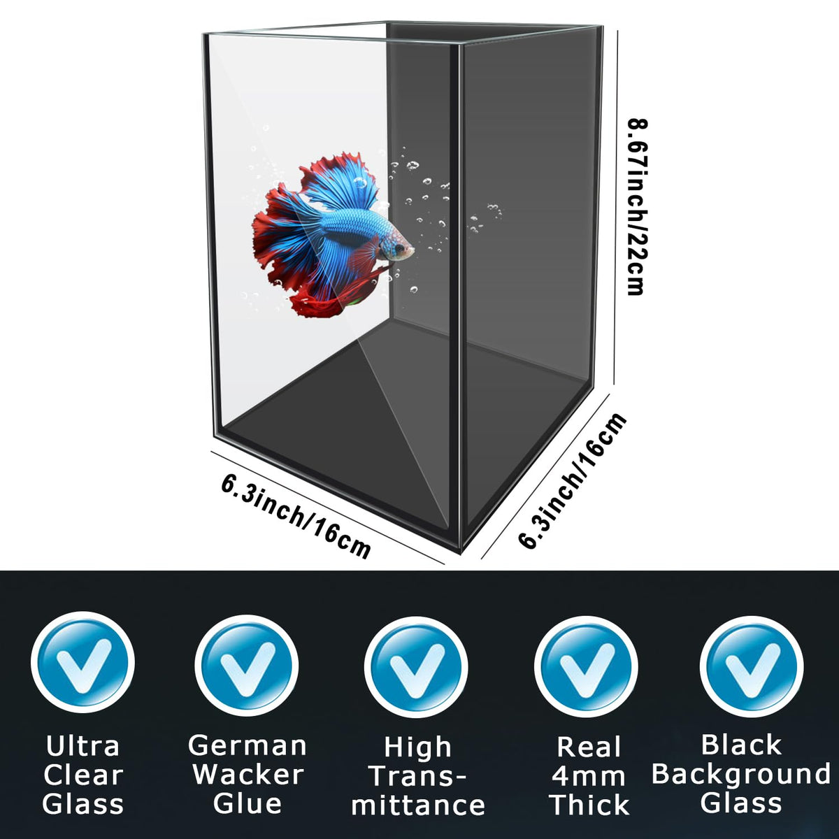 1.5 Gallon Glass Aquarium Starter Kit with LED Light and Power Filter Z591