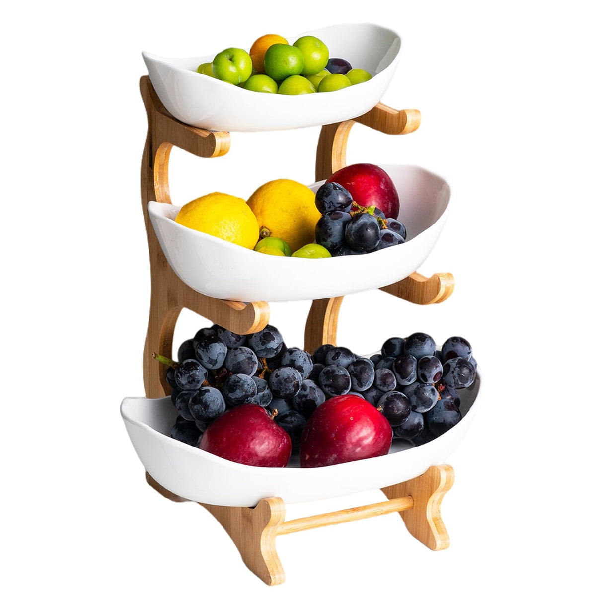 3 Tier White Ceramic Fruit Basket Z953