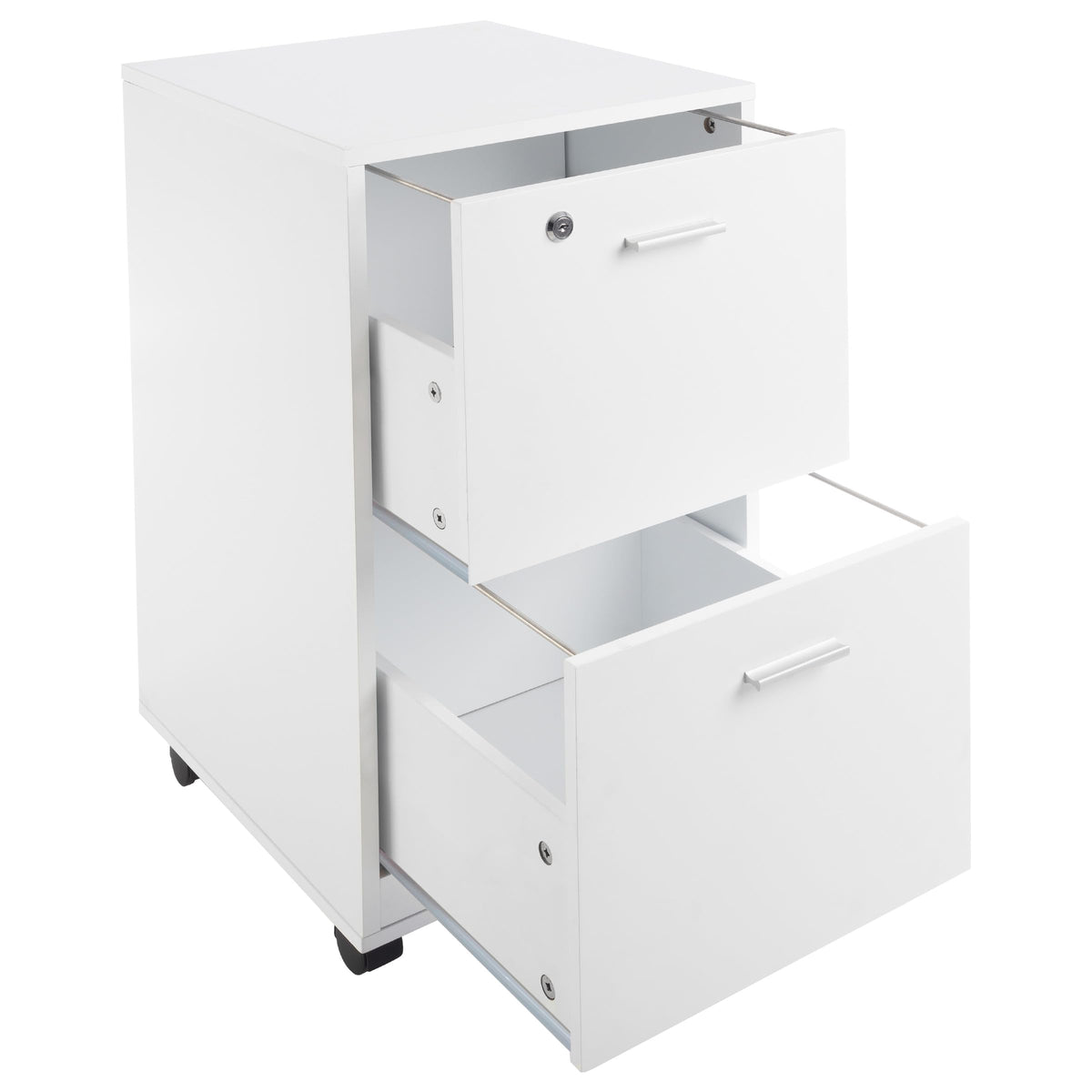 White 2-Drawer Wooden File Cabinet with Lock X7475