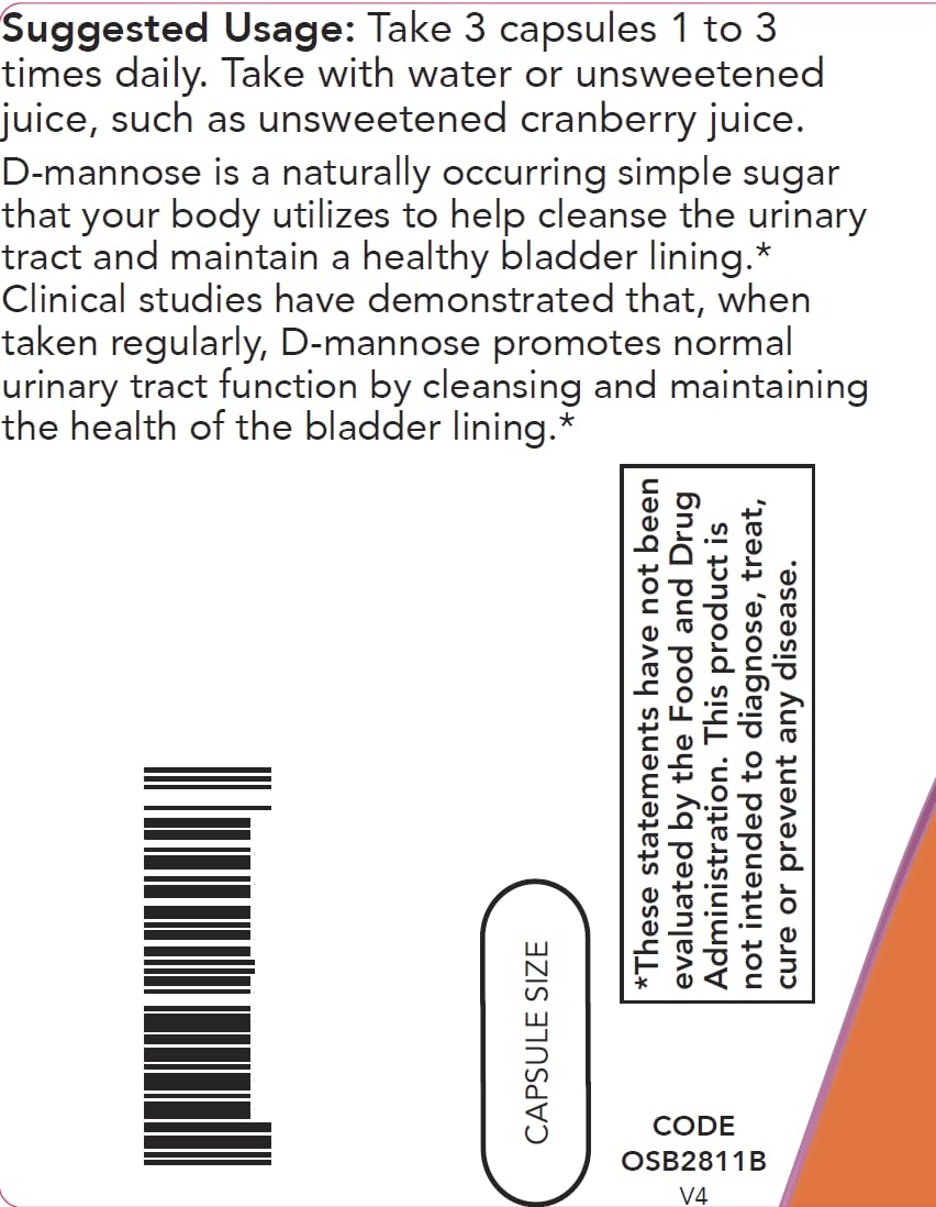 D-Mannose 500 mg 300 Capsules Vegan Supplement U7965