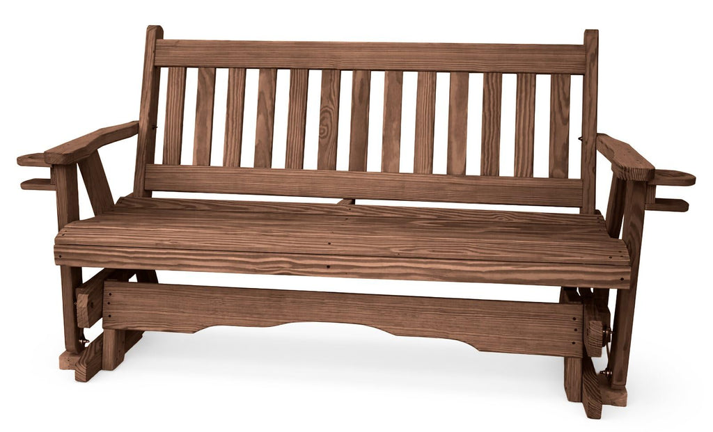 5 FT Walnut 3 Person Solid Pine Wood Glider Bench B31845