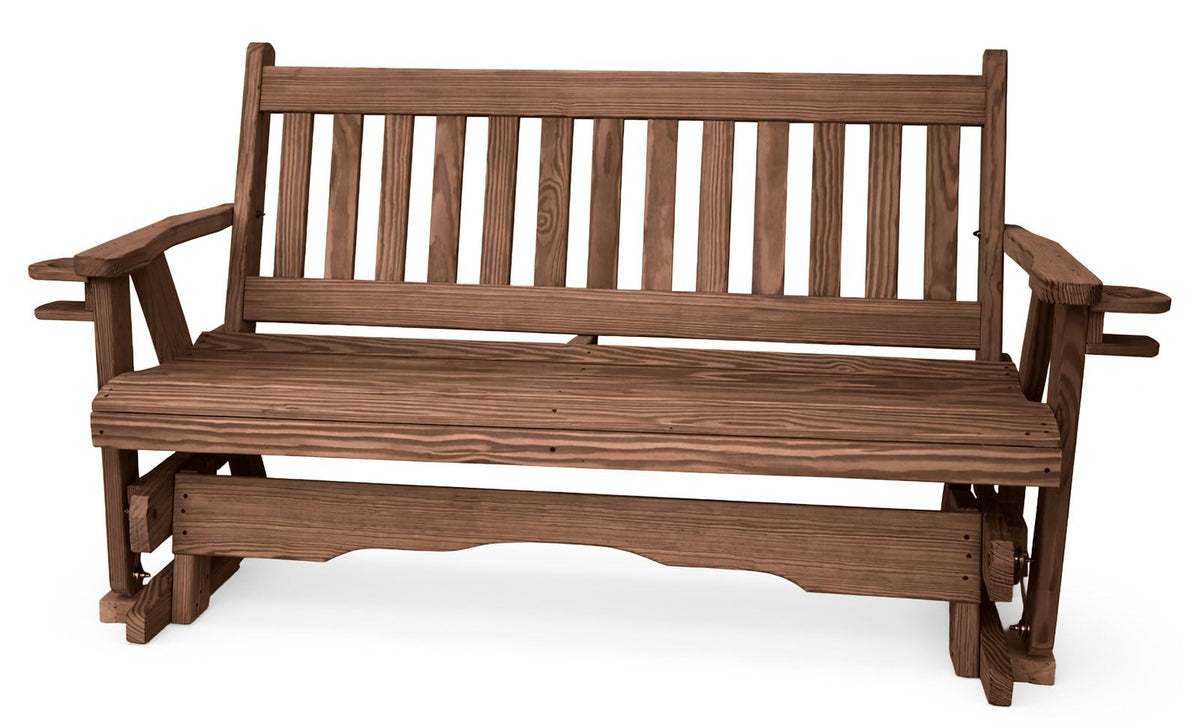 5 FT Walnut 3 Person Solid Pine Wood Glider Bench B31845