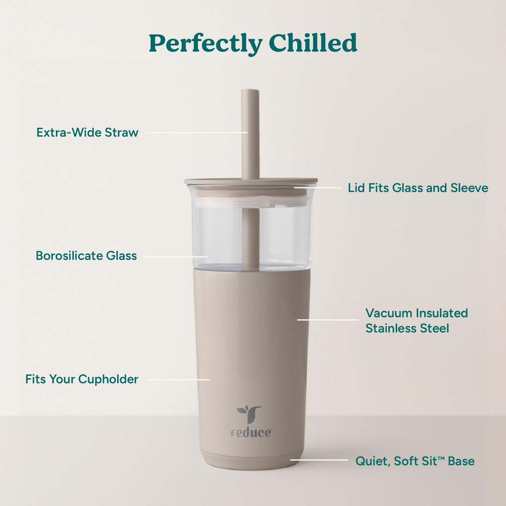 20oz Vacuum Insulated Glass Tumbler with Straw & Lid U439684