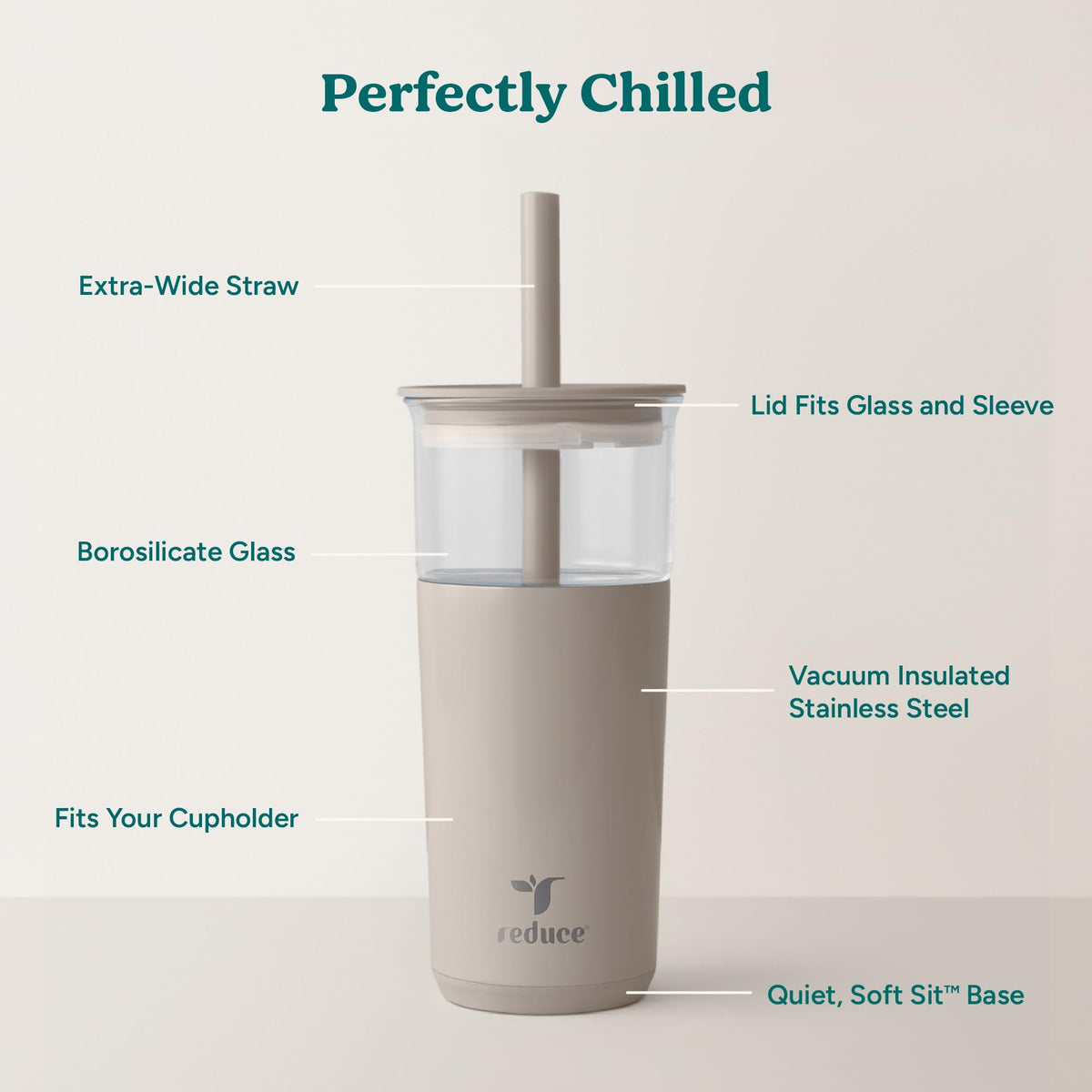 20oz Vacuum Insulated Glass Tumbler with Straw & Lid U439684