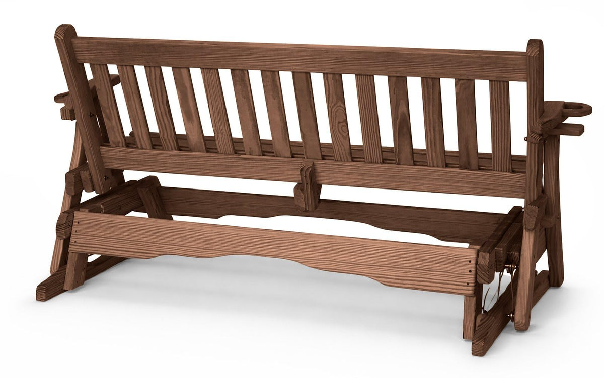 5 FT Walnut 3 Person Solid Pine Wood Glider Bench B31845