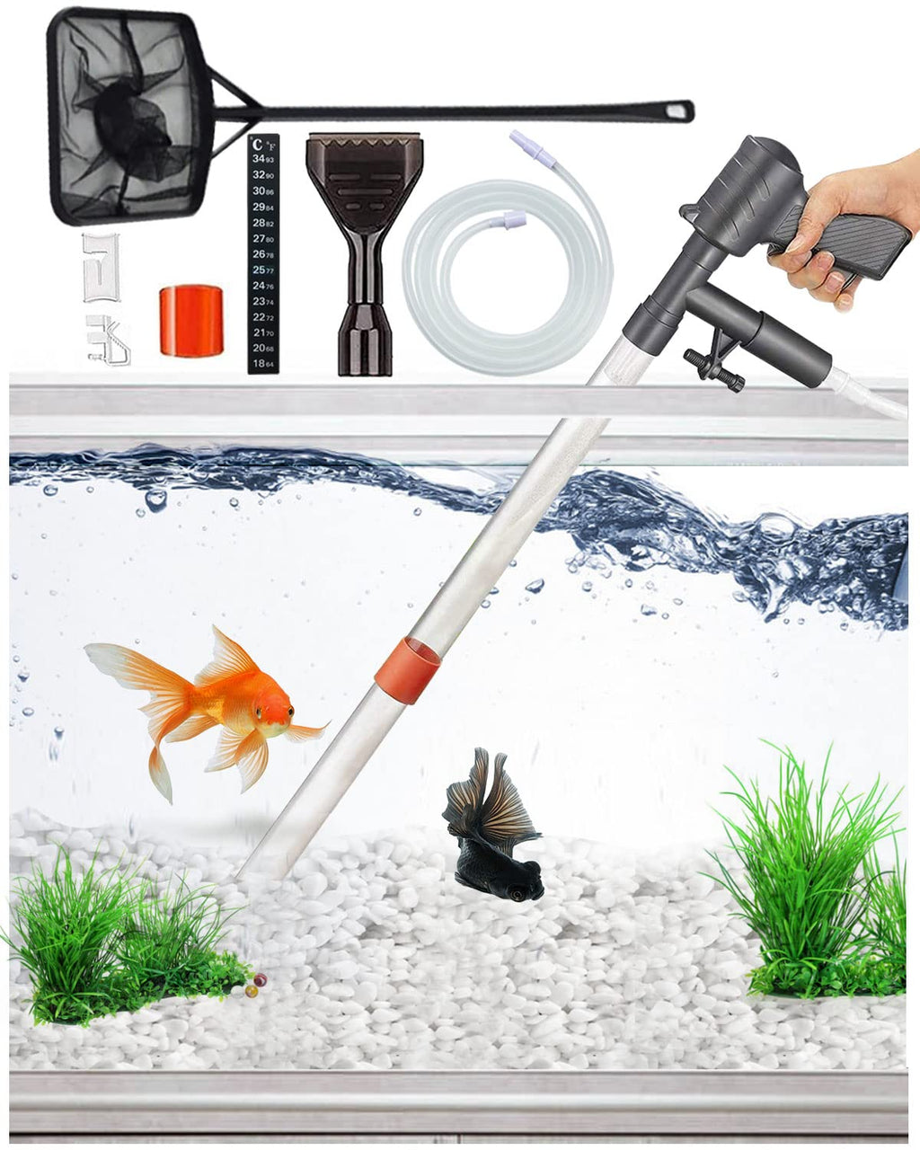 Aquarium Gravel Cleaner Vacuum Fish Tank Cleaner Kit X771338