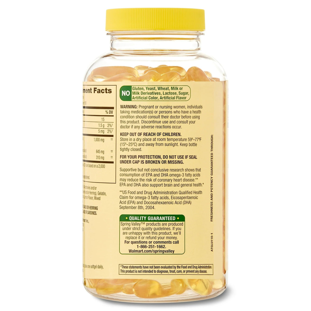 Omega-3 Fish Oil Soft Gels 1000 mg 180 Count Dietary Supplement K21820