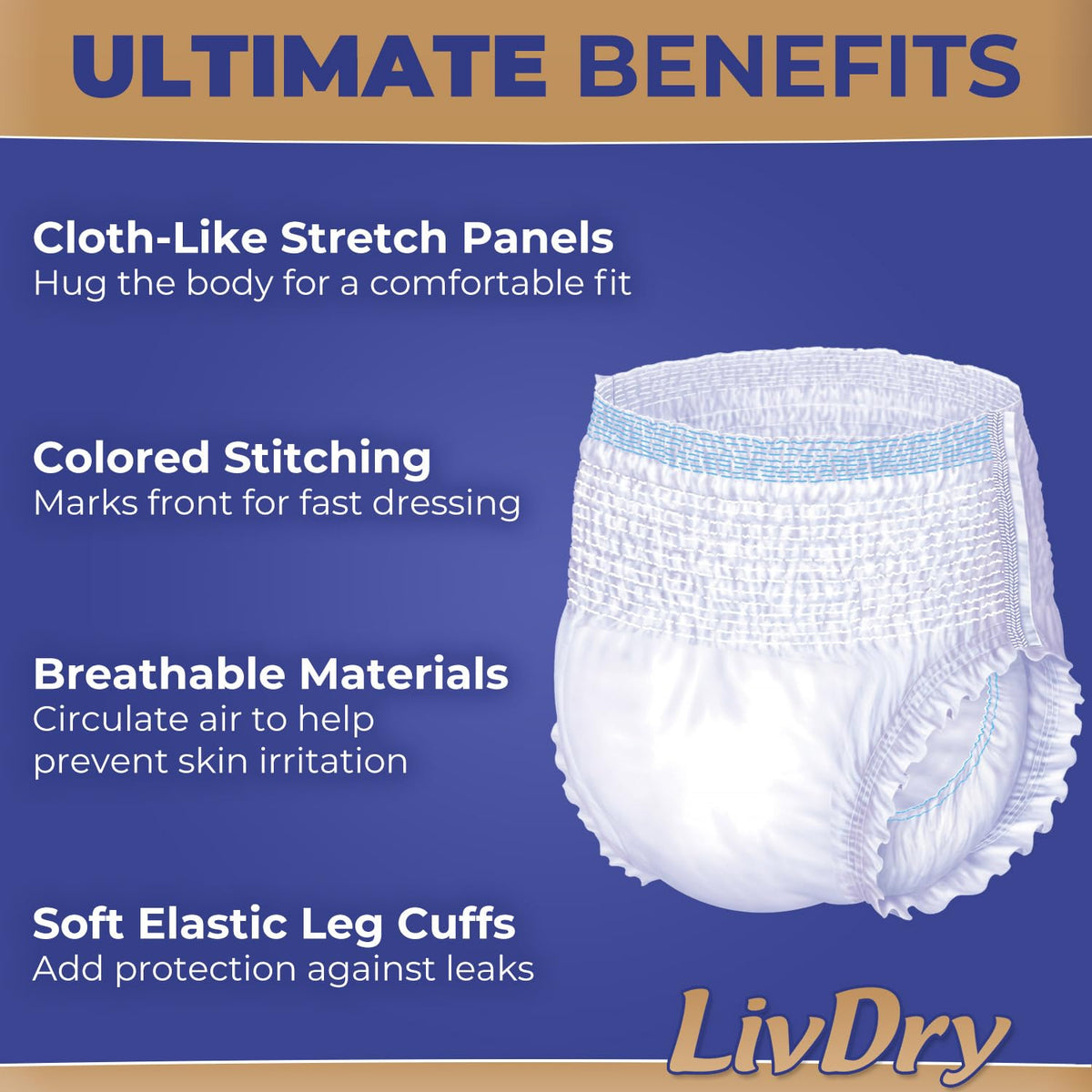 Adult Incontinence Underwear, Medium, 17-Pack I245502