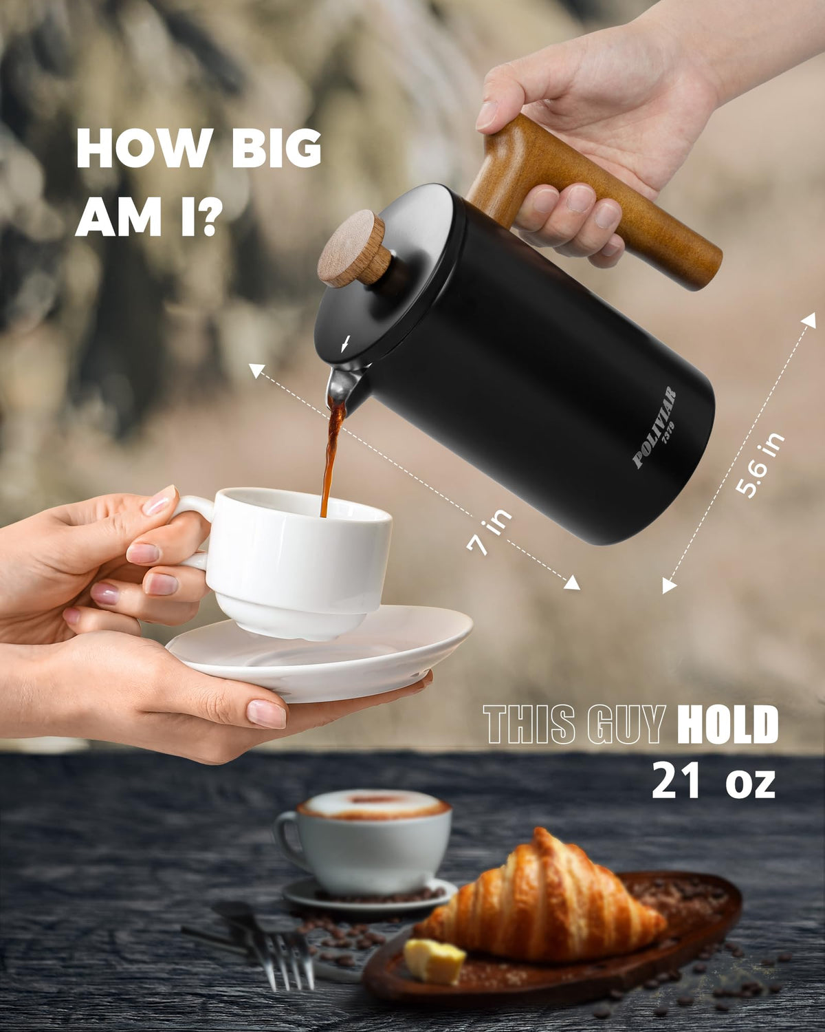 French Press Coffee Maker, 21oz, Black Q463506