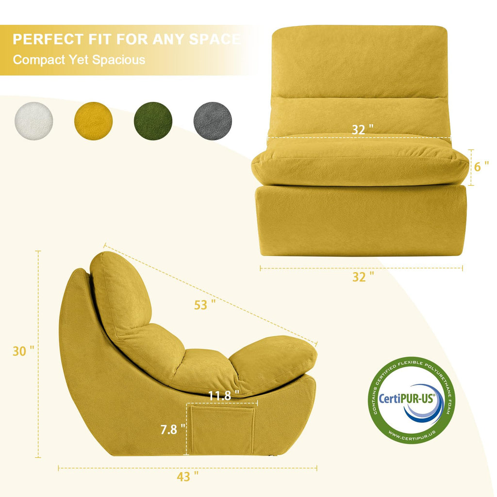 Set of 2 Yellow Anti Cat Scratch Bean Bag Chairs U4301
