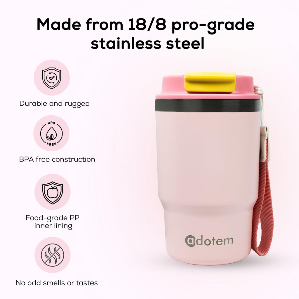 16oz Insulated Stainless Steel Tumbler with Straw & Lid T234986