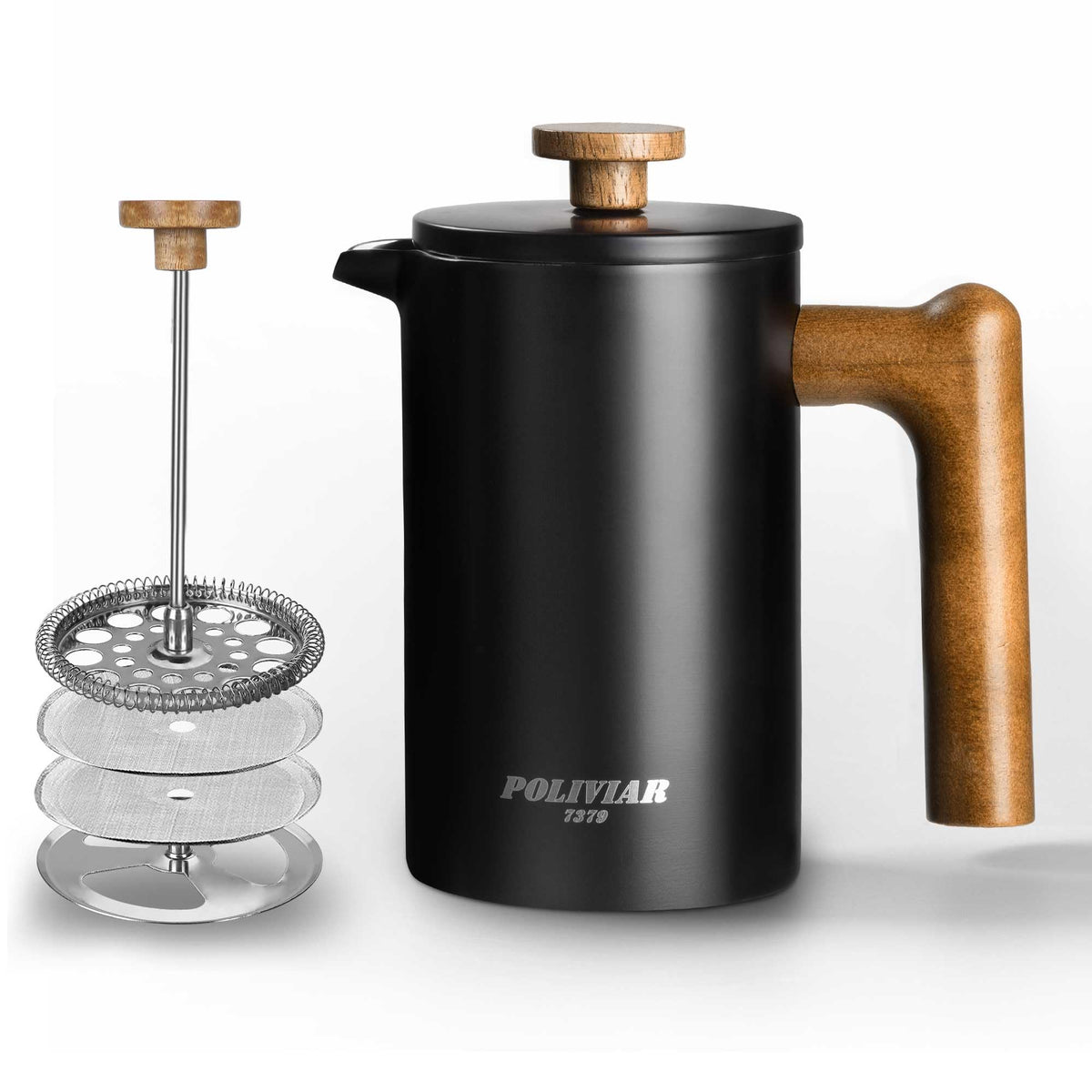 French Press Coffee Maker, 21oz, Black Q463506