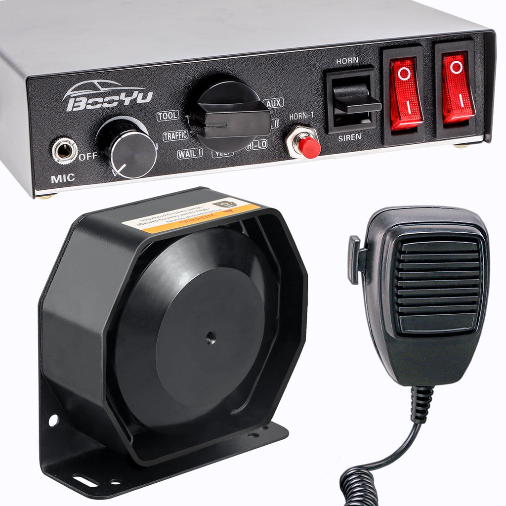 12V 200W 9Tone Slim Speaker Horn Alarm PA System Emergency Siren A387685