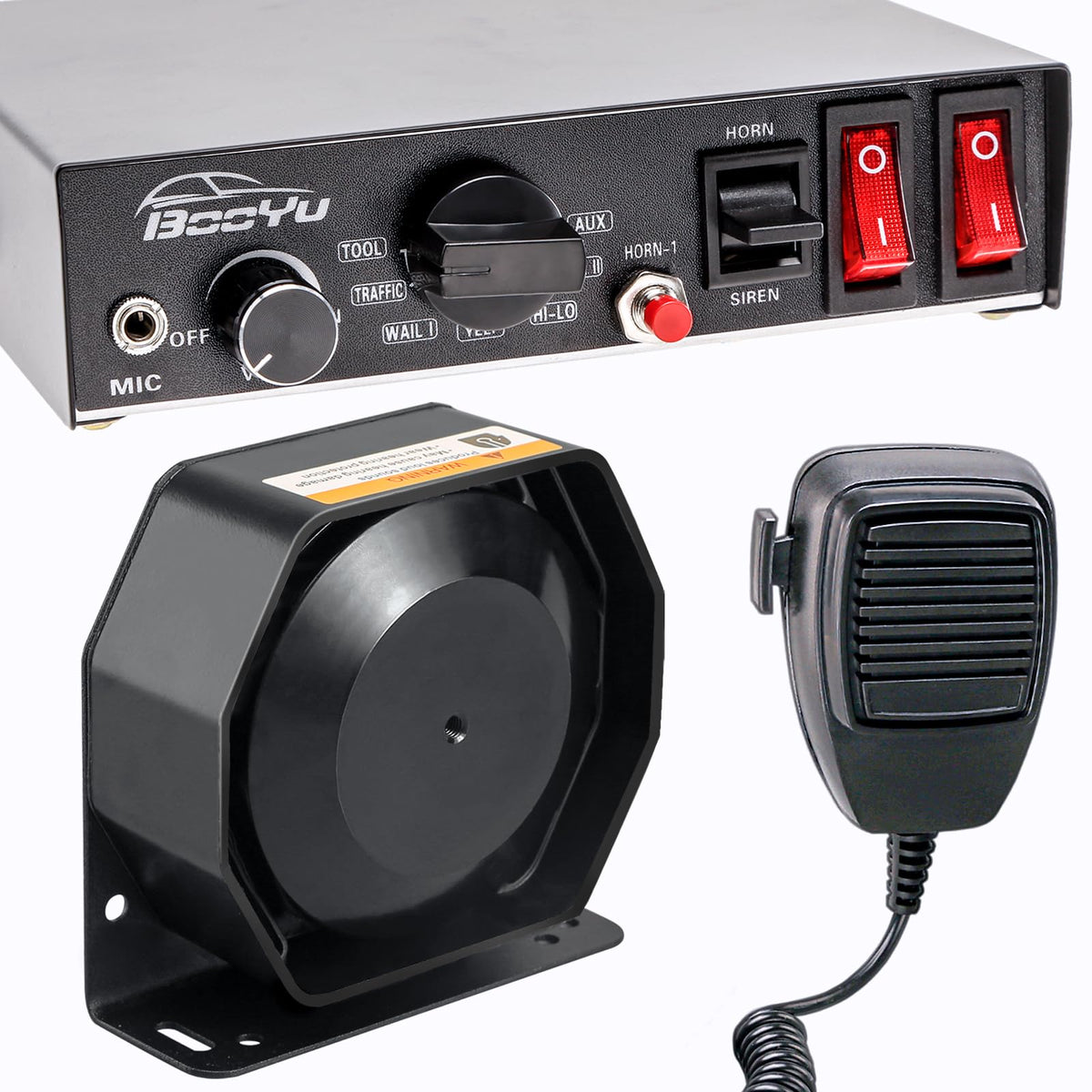 12V 200W 9Tone Slim Speaker Horn Alarm PA System Emergency Siren A387685
