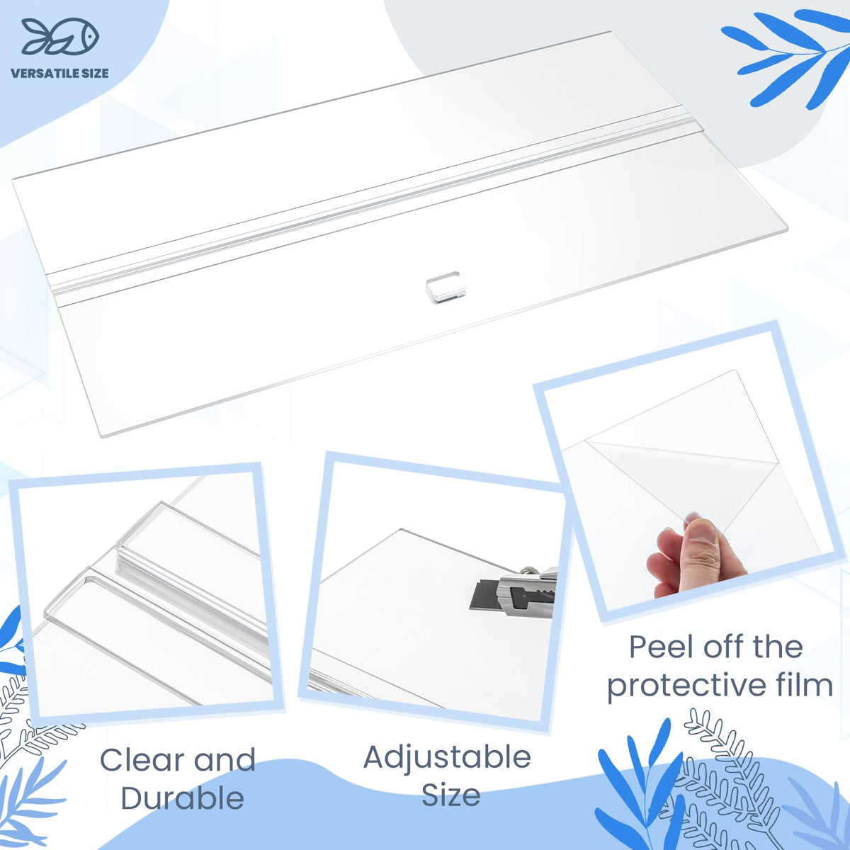 Clear Acrylic Aquarium Canopy Set 19.37 x 9.37 x 0.28 Inch M63359