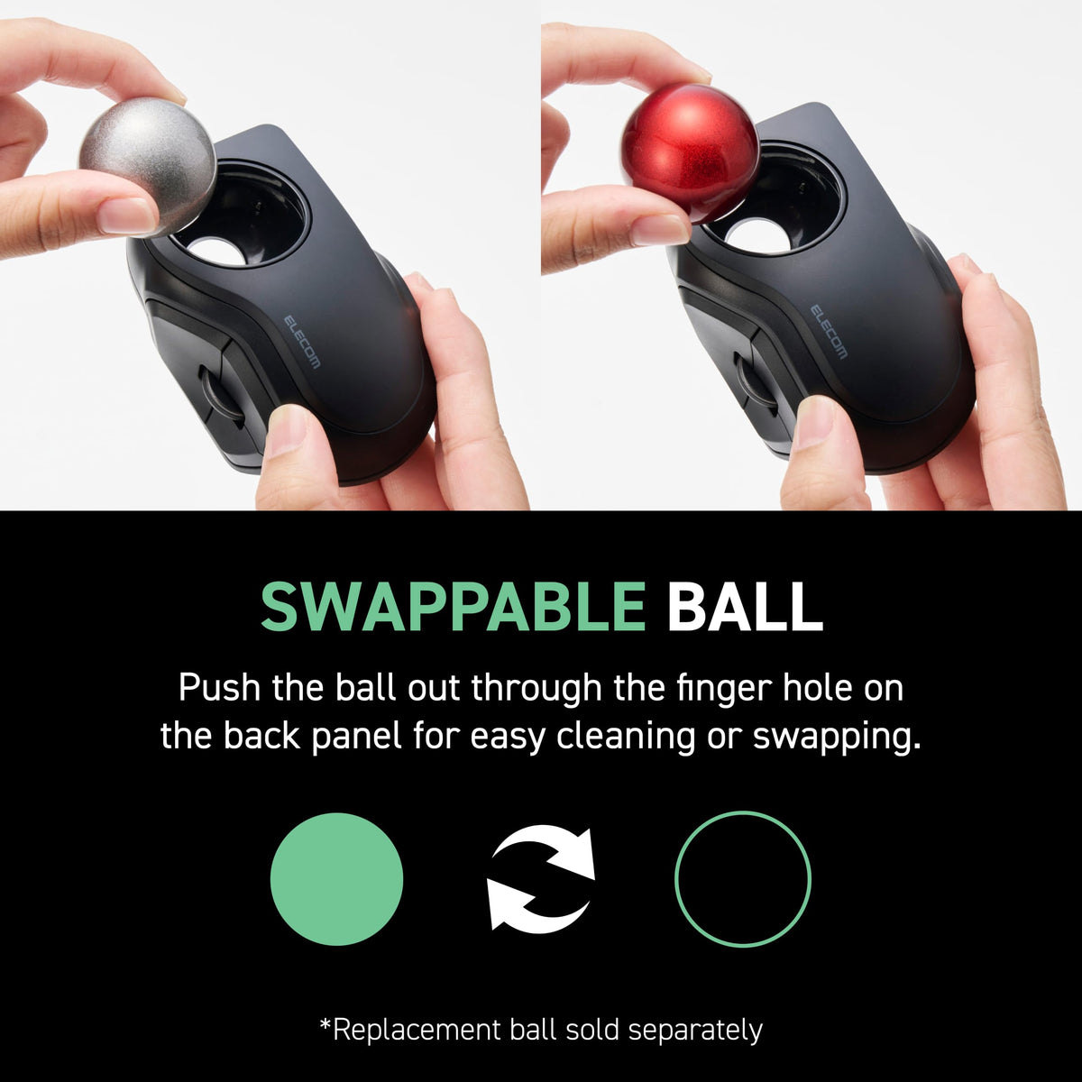 Wireless Trackball Mouse, Bluetooth and USB 2.4GHz, Silent Click, Compact A37706
