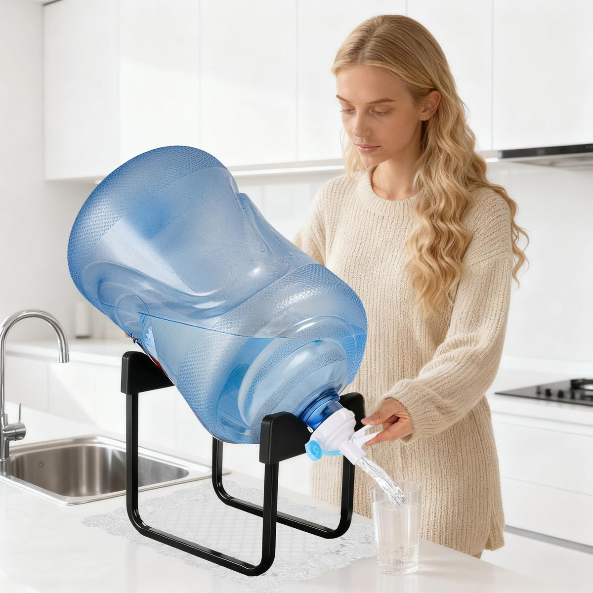 3-5 Gallon Water Jug Stand with Dispenser Valves F350588