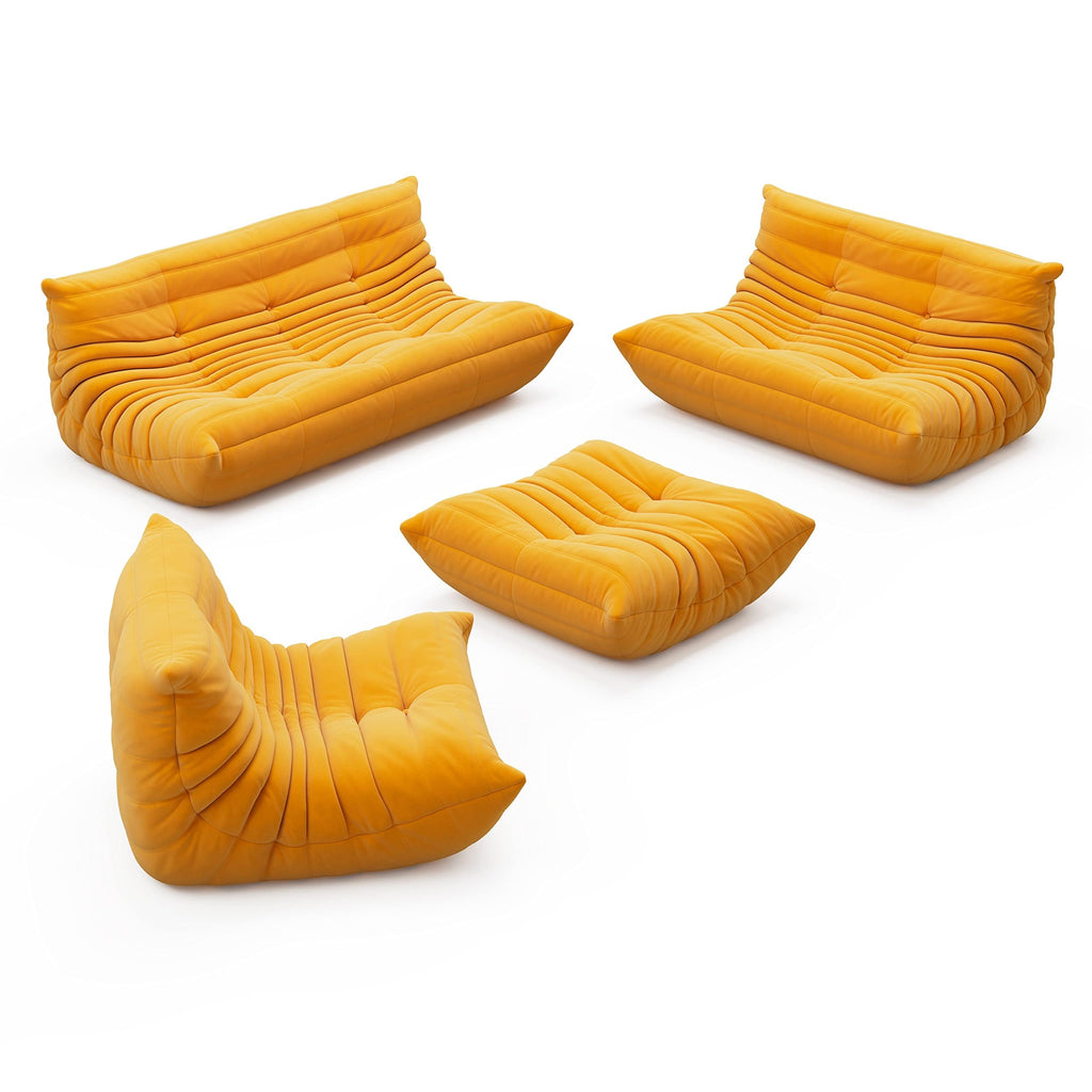Yellow Suede Memory Foam Loveseat Bean Bag Chair O1895