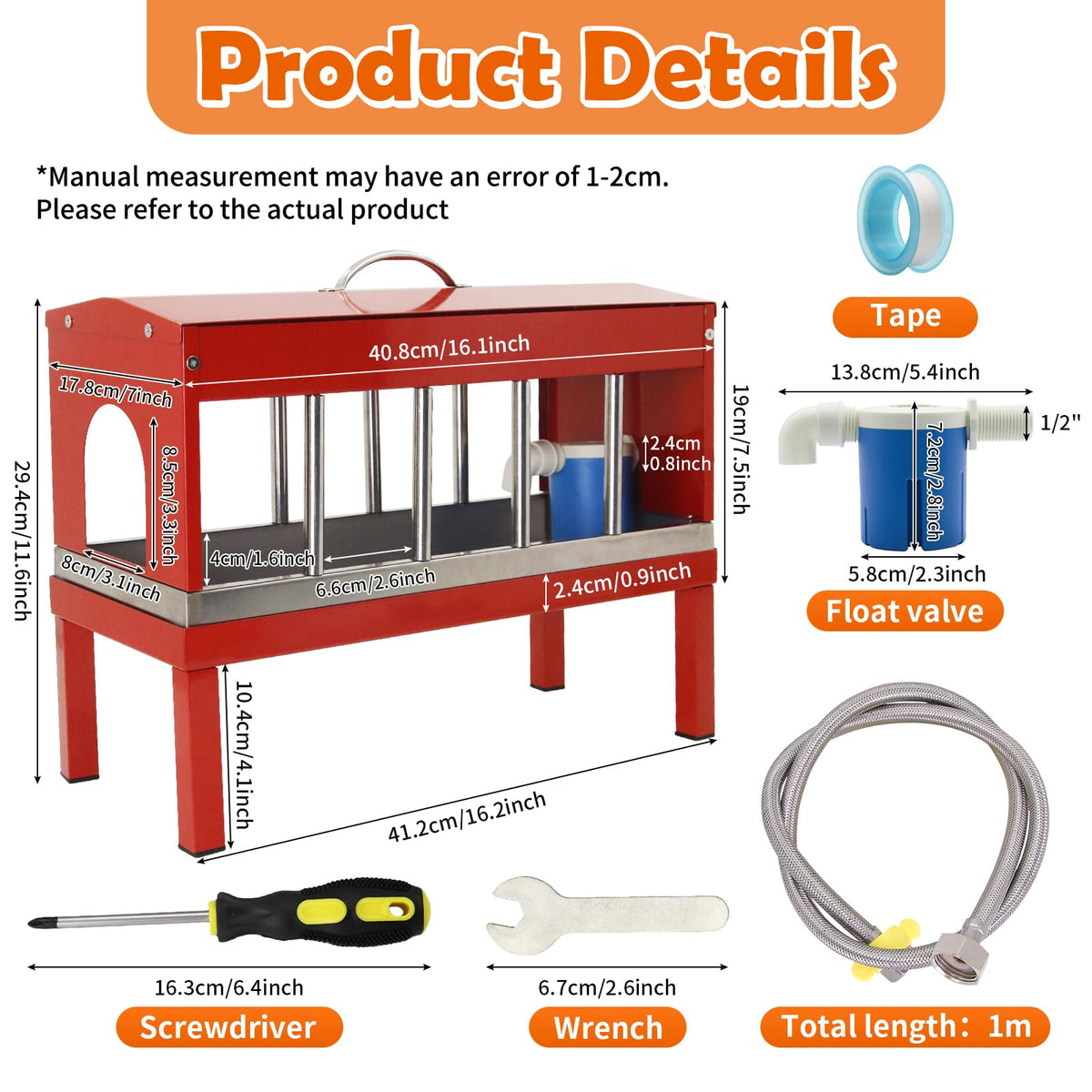 Automatic Stainless Steel Poultry Waterer with Float Valve J199190