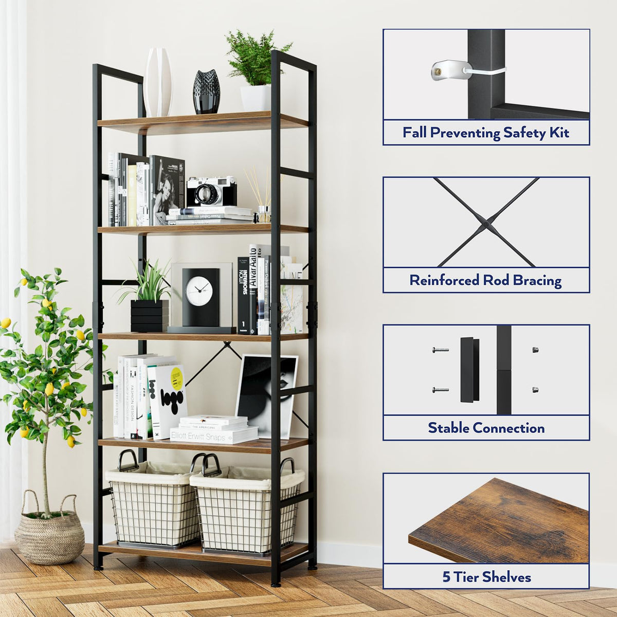 5 Tier Freestanding Bookshelf I7464