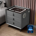 Gray Nightstand with Lock Drawer, Wireless Charging, USB Port and LED Lights L26976