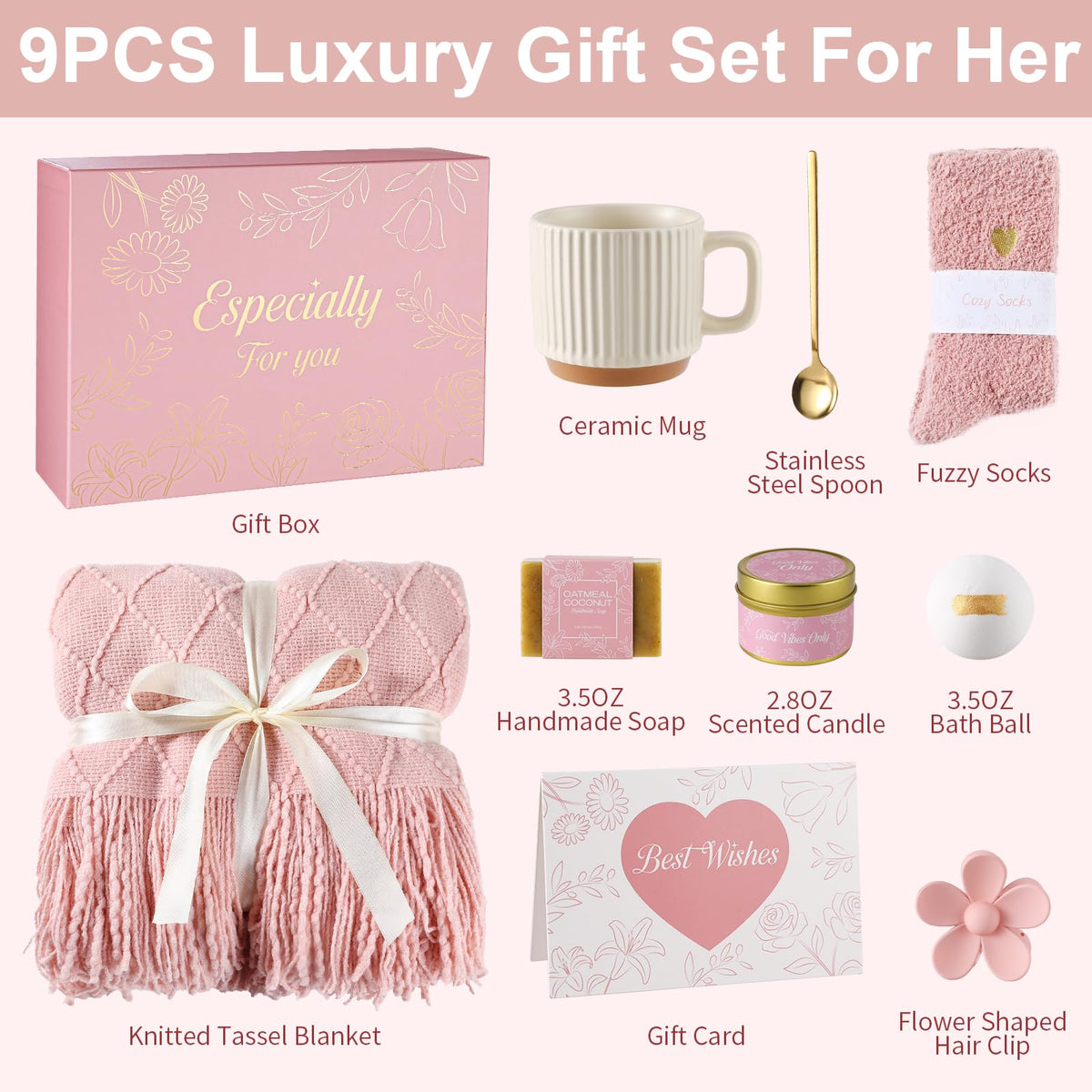 Get Well Soon Gifts Baskets for Women (Pink) U3441