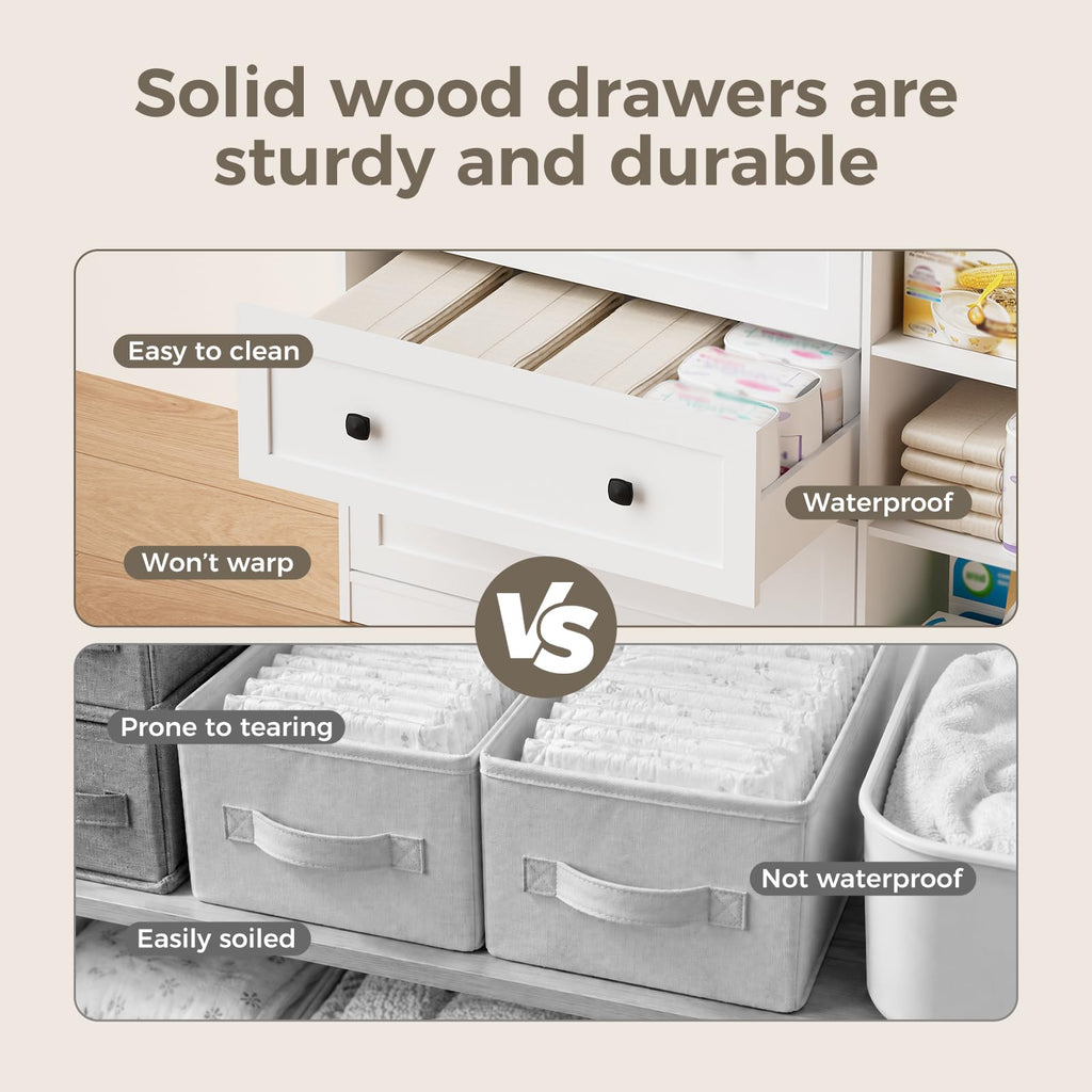 White Wood 3 Drawer Changing Table T1787
